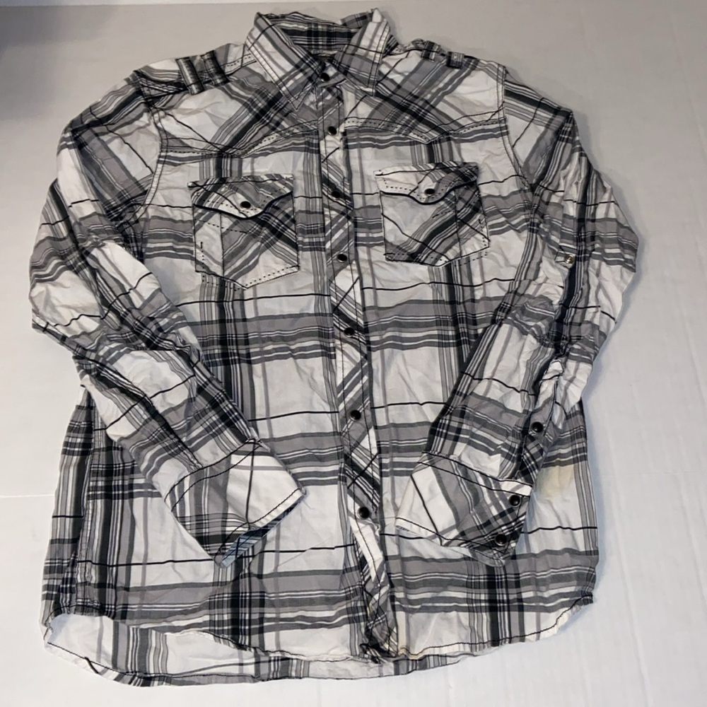 BKE Men’s Slim Fit Medium Long Sleeve Pearl Snap Plaid Western Shirt